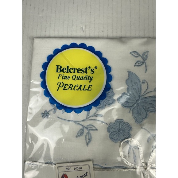 Vtg Belcrest's Embroidered Butterfly Pillow Cases Floral Standard Percale NEW - Picture 5 of 5